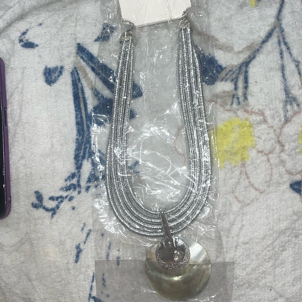 Silver Hammered Metal Statement Necklace